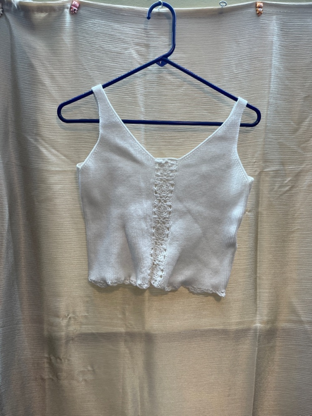 White Lace-Front V-Neck Knit Camisole